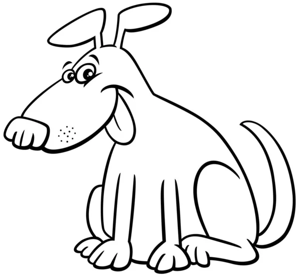 Dibujos Animados Blanco Negro Ilustración Perro Personaje Cómic Animal Para — Archivo Imágenes Vectoriales