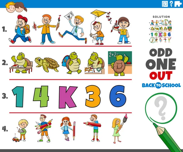 Cartoon Illustration Odd One Out Picture Row Educational Activity Children — Stock Vector