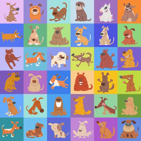 Cartoon Illustration Background Pattern Decorative Paper Design Happy Dog Characters — ストックベクタ