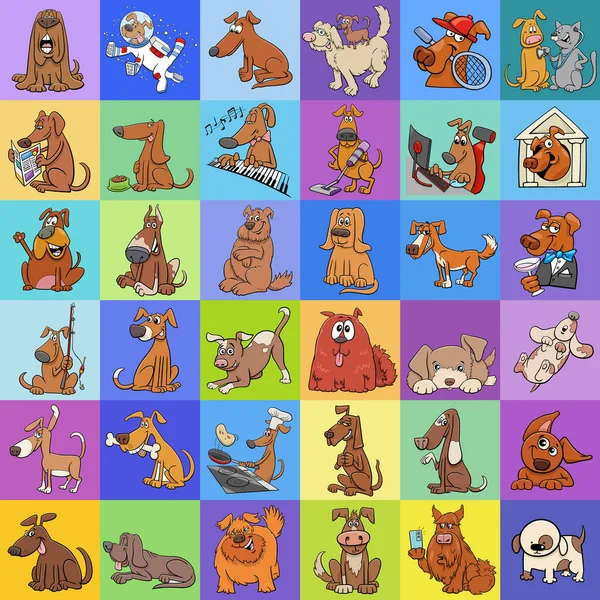 Cartoon Illustration Background Pattern Decorative Paper Design Funny Dog Characters — Archivo Imágenes Vectoriales