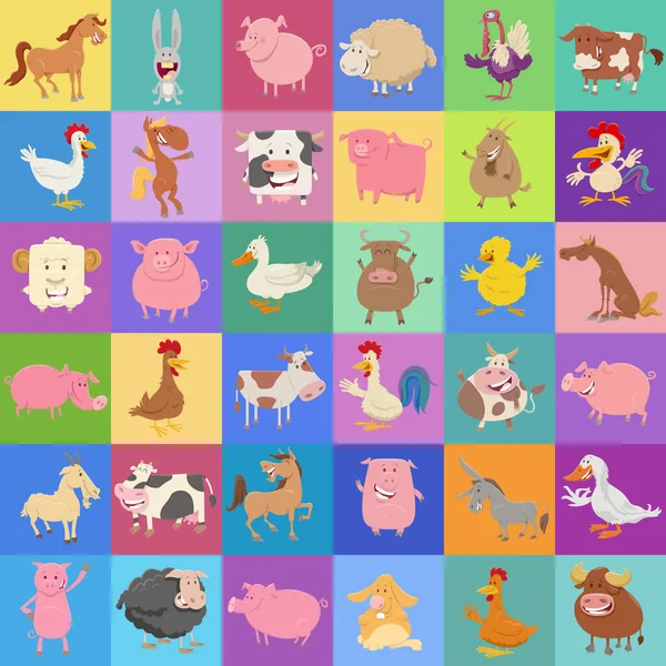Cartoon Illustration Background Pattern Decorative Paper Design Happy Farm Animal — 图库矢量图片