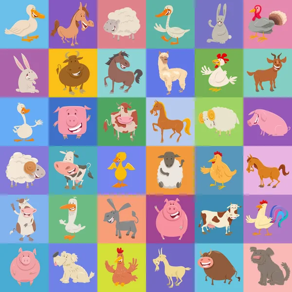 Cartoon Illustration Background Pattern Decorative Paper Design Funny Farm Animal — стоковый вектор