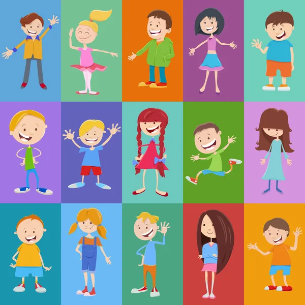 Cartoon Illustration Background Pattern Decorative Paper Design Funny Children Characters — Archivo Imágenes Vectoriales