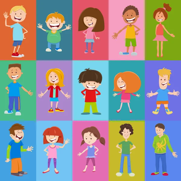 Cartoon Illustration Background Pattern Decorative Paper Design Cute Children Characters — 스톡 벡터