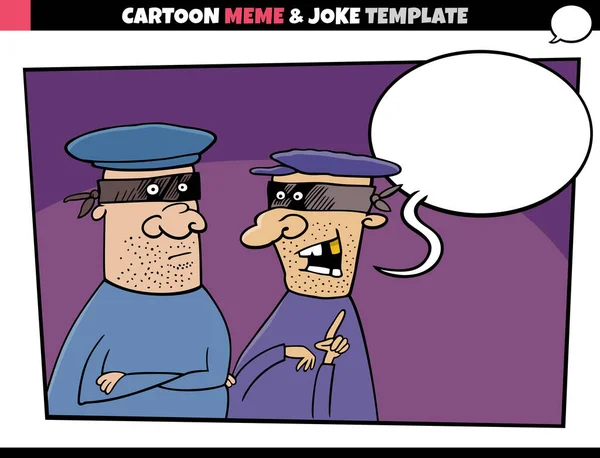 Cartoon Illustration Meme Template Empty Comic Speech Balloon Two Thieves - Stok Vektor