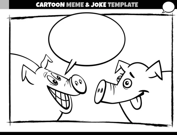 Cartoon Illustration Meme Template Blank Comic Speech Balloon Two Funny — Vetor de Stock