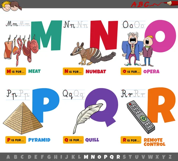 Zeichentrickillustration Von Großbuchstaben Aus Dem Alphabet Lernset Für Lese Und — Stockvektor