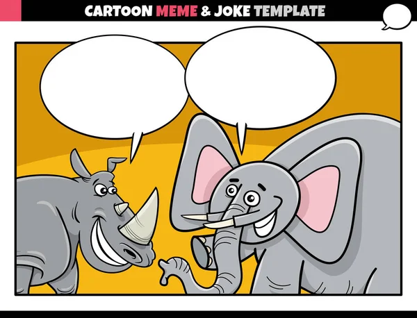 Cartoon Illustration Meme Template Blank Comic Speech Balloon Rhinoceros Elephant — Stock vektor