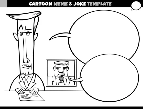 Cartoon Illustration Meme Template Empty Comic Speech Balloon Host Speaker — Vector de stock