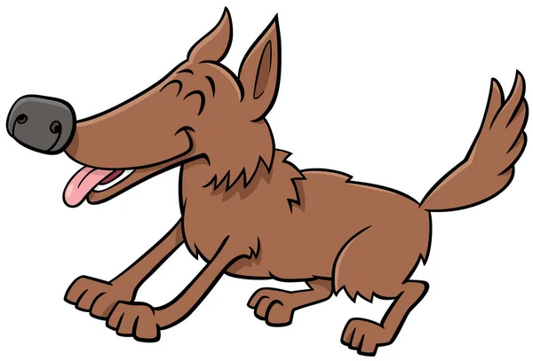 Cartoon Illustration Funny Playful Brown Dog Comic Animal Character — Stockový vektor