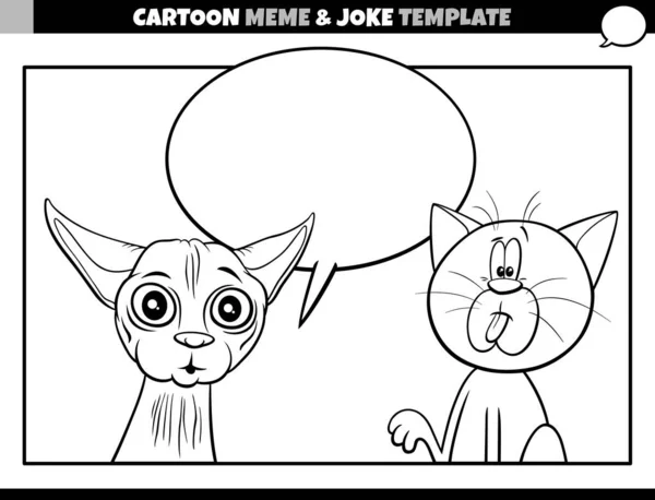 Black White Cartoon Illustration Meme Template Blank Comic Speech Balloon — Wektor stockowy