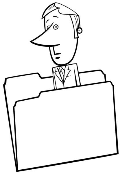 Black White Concept Cartoon Illustration Paper Businessman Comic Character Folder — Stock Vector