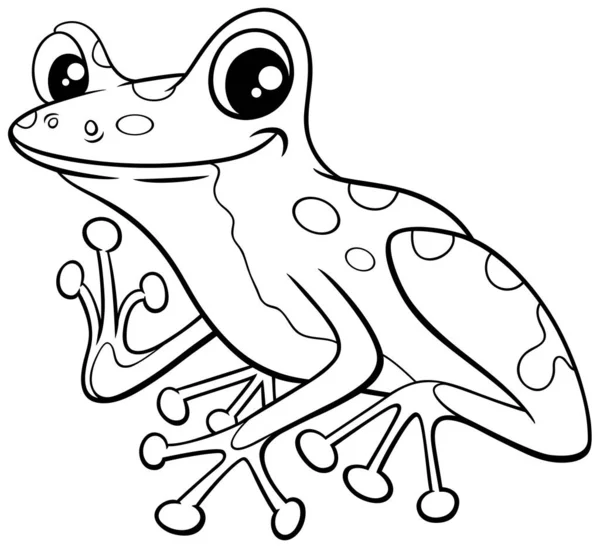 Black White Cartoon Illustration Poison Dart Frog Comic Animal Character — Vettoriale Stock