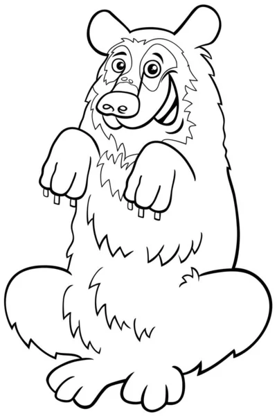 Black White Cartoon Illustration Spectacled Bear Funny Wild Animal Character — Archivo Imágenes Vectoriales