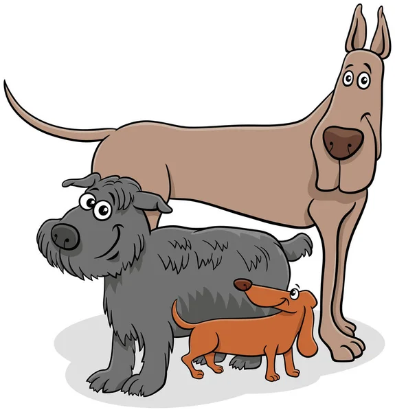 Cartoon Illustration Three Different Dogs Animal Characters — Vettoriale Stock