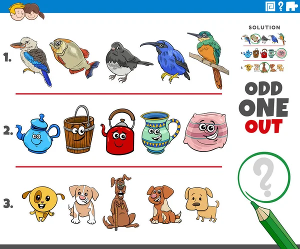 Cartoon Illustration Odd One Out Picture Row Educational Activity Children — Archivo Imágenes Vectoriales