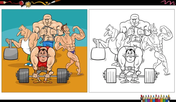 Cartoon Illustration Athletes Characters Group Coloring Page — Archivo Imágenes Vectoriales