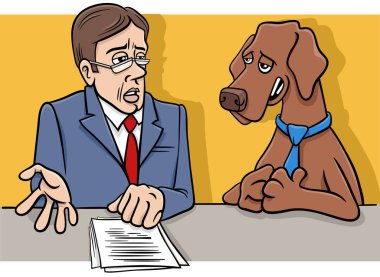 Köpeğin televizyonda röportaj yaparken karikatür çizimi