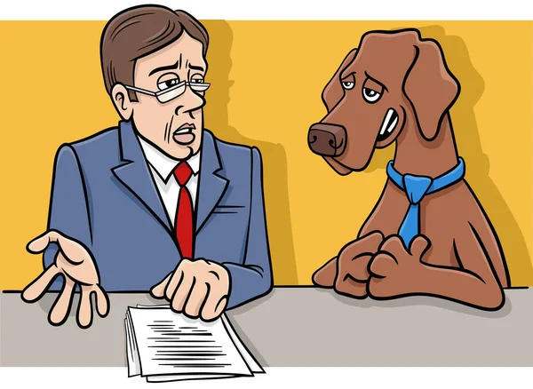 Cartoon Illustratie Van Hond Die Een Interview Televisie Geeft — Stockvector