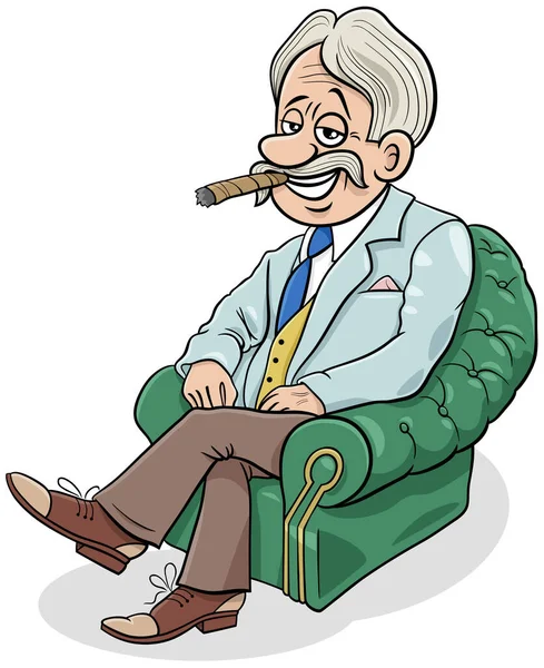 坐在扶手椅上的老板或商人的卡通画 — 图库矢量图片