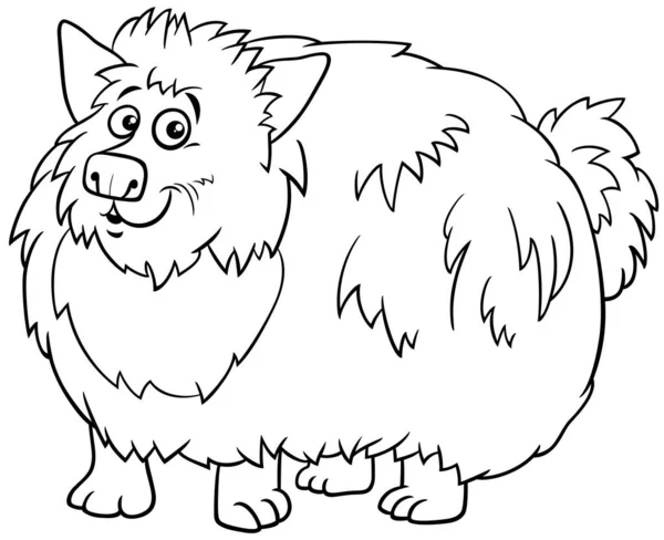 Desenhos Animados Preto Branco Ilustração Engraçado Cão Desgrenhado Personagem Animal — Vetor de Stock