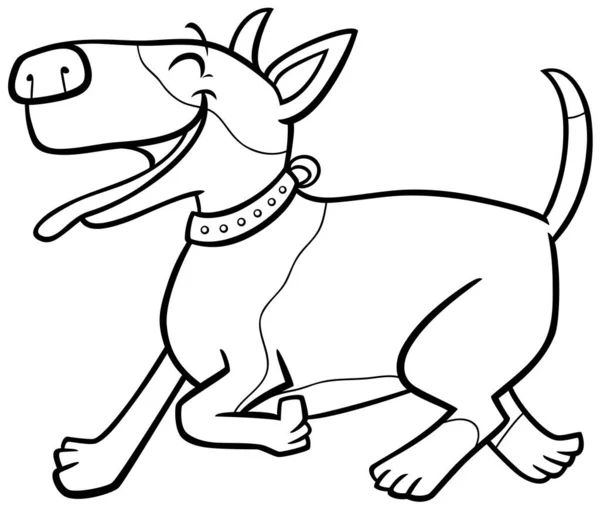 Black White Cartoon Illustration Happy Spotted Bull Terrier Purebred Dog — Stock Vector