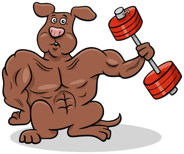 Cartoon Illustration Des Athletenhundetrainings Mit Hanteln Stockillustration