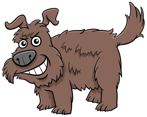 Desenhos Animados Ilustração Engraçado Marrom Cão Desgrenhado Personagem Animal Cômico —  Vetores de Stock