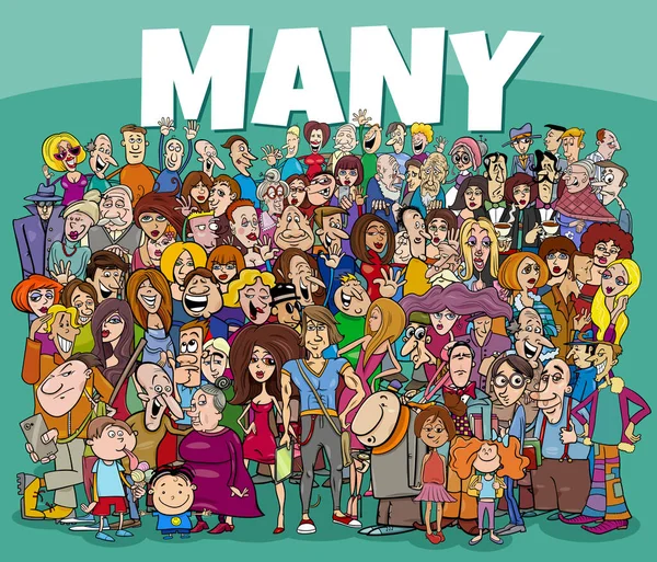 Illustrazione Dei Cartoni Animati Molte Persone Gruppo Personaggi Comici — Vettoriale Stock