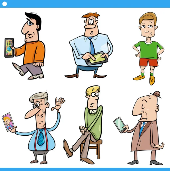 Dibujos Animados Ilustración Los Hombres Divertidos Personajes Cómicos Conjunto — Vector de stock