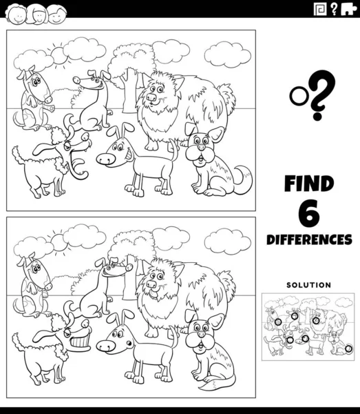 Ilustración Dibujos Animados Blanco Negro Encontrar Las Diferencias Entre Imágenes — Vector de stock