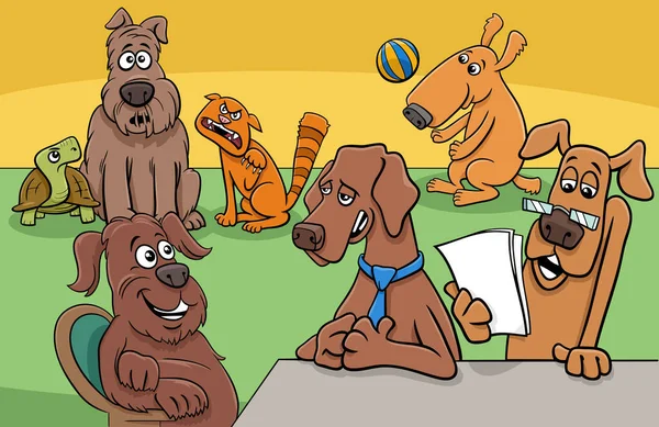 Ilustracja Kreskówki Śmieszne Psy Zwierzęta Komiks Znaków Grupy — Wektor stockowy