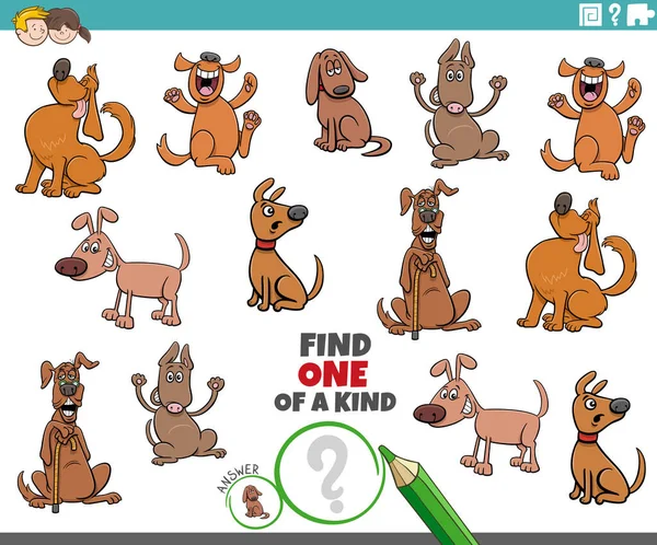 Rajzfilm Illusztráció Találni Egy Kedves Kép Oktatási Játék Képregény Kutyák — Stock Vector