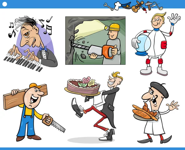 Cartoon Illustratie Van Professionele Mensen Beroepen Stripfiguren Set — Stockvector