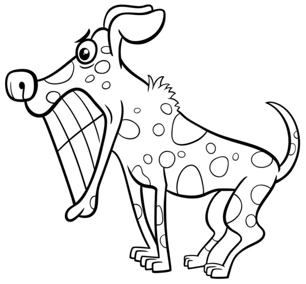 Ασπρόμαυρη Εικονογράφηση Κινουμένων Σχεδίων Του Θυμωμένου Σκύλου Κόμικ Ζώο Χαρακτήρα — Διανυσματικό Αρχείο