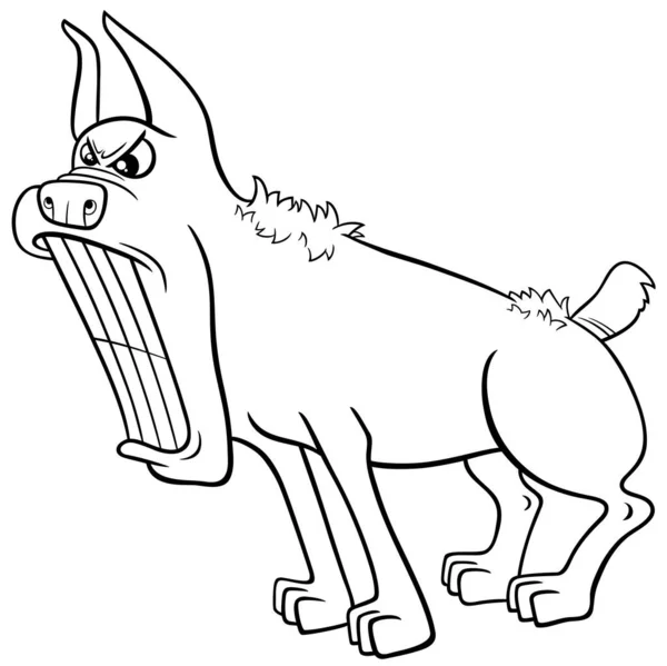 Чорно Біла Мультяшна Ілюстрація Сердитого Собачого Коміка Розмальовка Тваринний Персонаж — стоковий вектор