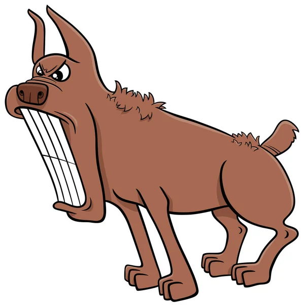 Desenhos Animados Ilustração Cão Marrom Zangado Personagem Animal Cômico — Vetor de Stock