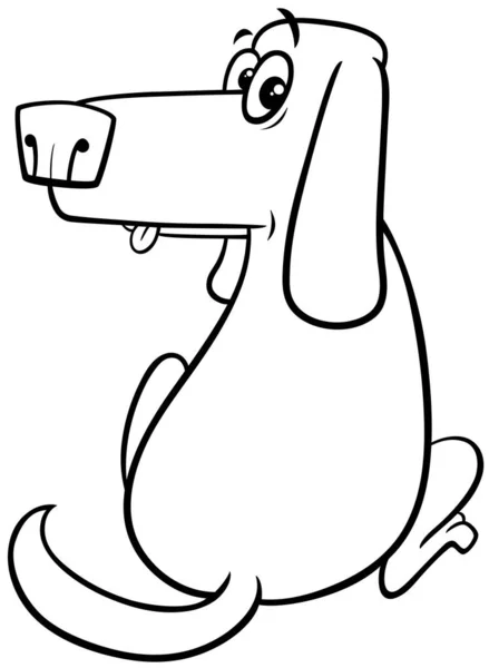 Illustrazione Bianco Nero Cartone Animato Divertente Sorpreso Cane Animale Personaggio — Vettoriale Stock