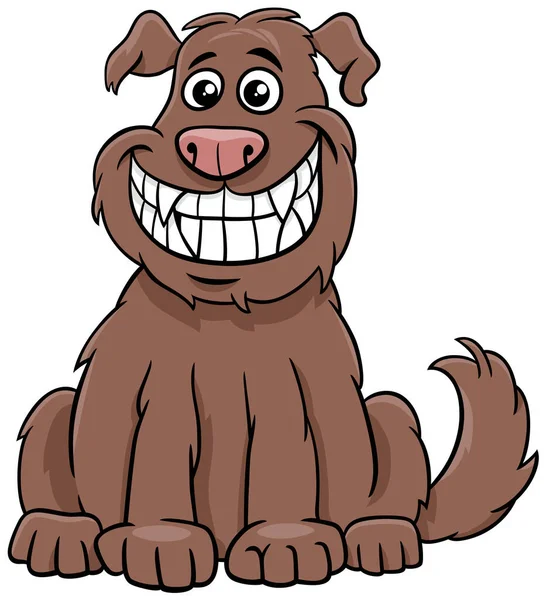 Cartoon Illustration Funny Dog Animal Character Grinning — Stock Vector