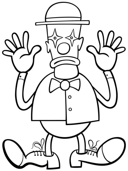 Illustration Dessin Animé Noir Blanc Drôle Clown Mime Page Colorier — Image vectorielle