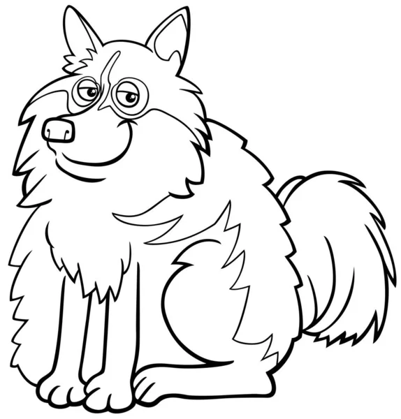 Zwart Wit Cartoon Illustratie Van Finse Lapphund Raszuivere Hond Dierlijke — Stockvector