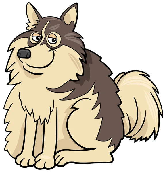 Ilustrasi Kartun Dari Lapphund Finlandia Ras Anjing Berkarakter Hewan - Stok Vektor