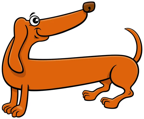 纯种腊肠犬滑稽动物特征的卡通图解 — 图库矢量图片