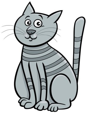 Gri tekir kedi çizgi roman karakteri çizimi