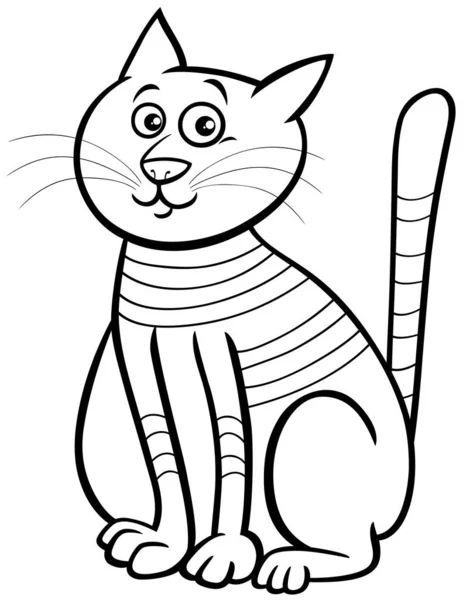 Dibujos Animados Blanco Negro Ilustración Gato Tabby Personaje Del Comic — Archivo Imágenes Vectoriales