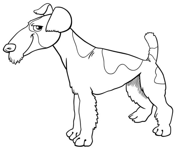 Black White Cartoon Illustration Fox Terrier Purebred Dog Animal Character — Stock Vector