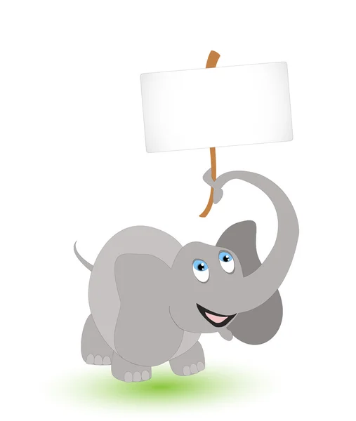 Симпатичный мультфильм про слона с бланком — стоковый вектор