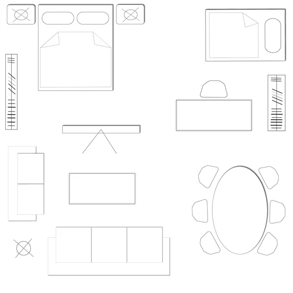 Blokken van meubilair — Stockvector