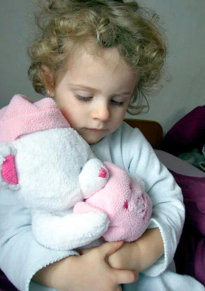 Little Girl with bear — Stock Photo, Image