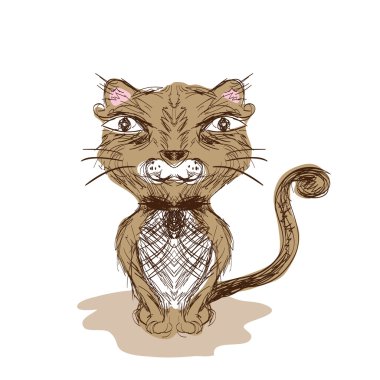 iri gözlü çizilmiş kedi